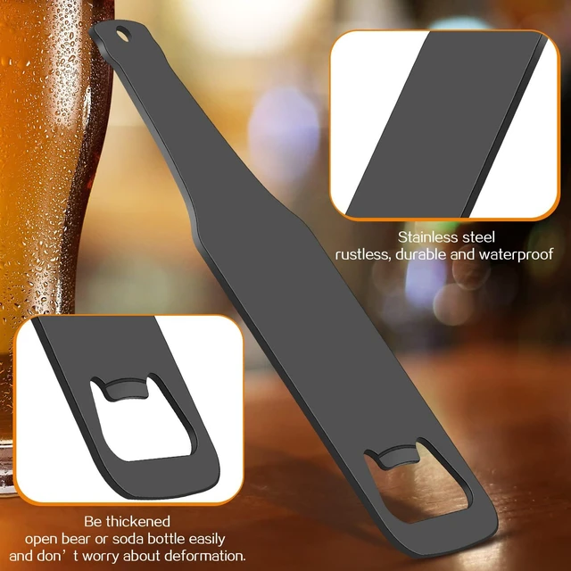 Alt view image 3 of 6 - 30 Pcs Stainless Steel Flat Bottle Opener Beer Bottle Opener for Kitchen | Bulk, Bar, Restaurant, Wedding Bridesmaid Favor, Black