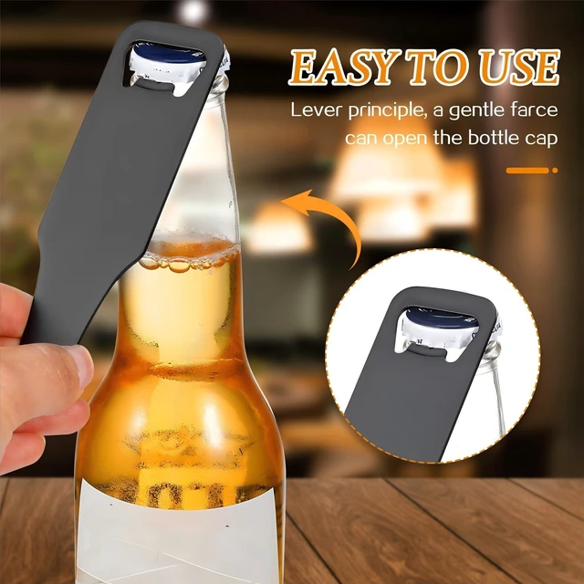 Alt view image 4 of 6 - 30 Pcs Stainless Steel Flat Bottle Opener Beer Bottle Opener for Kitchen | Bulk, Bar, Restaurant, Wedding Bridesmaid Favor, Black