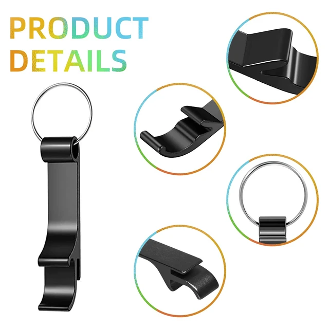 Alt view image 3 of 7 - 100 Pack Black Metal Bottle Opener Keychains, Tiny Beverage Opener Party Favor (Black, 100Pcs)