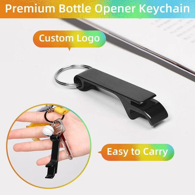 Alt view image 5 of 7 - 100 Pack Black Metal Bottle Opener Keychains, Tiny Beverage Opener Party Favor (Black, 100Pcs)