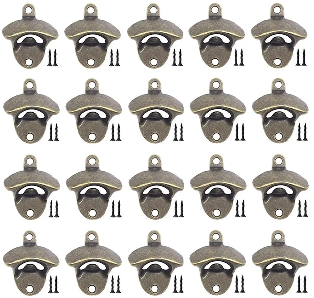 Main image of 20 Pack Bottle Opener Wall Mounted (Bronze) | Vintage Beer Bottle Opener with Screws for Bars KTV Hotels Homes