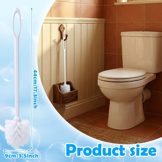 Alt view image 2 of 7 - 12 Pcs 17.3 Inch White Toilet Brush Bulk with Hook Hole Long Handle Toilet Bowl Cleaner Scrubber for Bathroom Household Cleaning Supplies Christmas Home Gifts