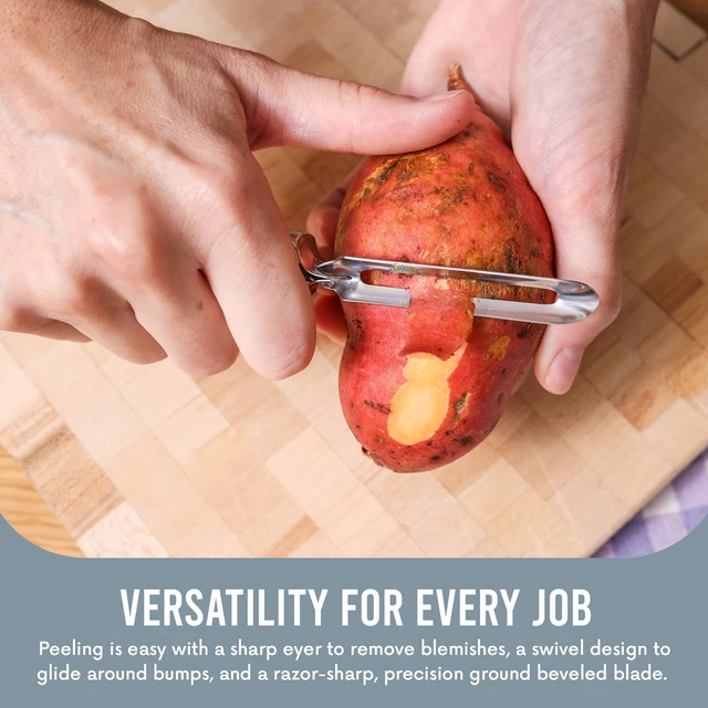 Alt view image 2 of 7 - Original Jonas Vegetable Peeler, 2 Pack - Made In Sweden | Rust Resistant Silver Potato Peeler with Ergonomic Handle for Safety and Control - Dishwasher Safe & Compact for Easy Cleanup