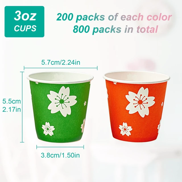 Alt view image 2 of 7 - 800 Pack 3 oz Paper Cups, Small Paper bathroom cups 3 ounce | Disposable mouthwash cups, colorful 3 ounce paper cups, for parties, picnics, barbecues, travel and events