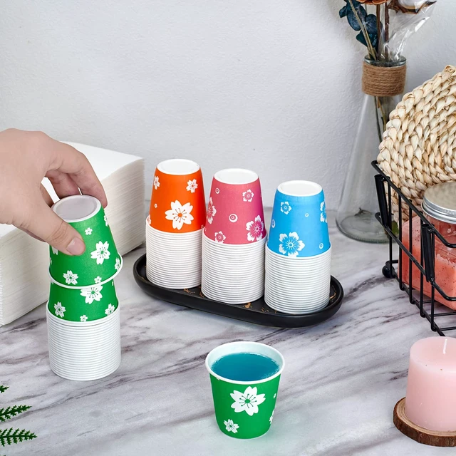 Alt view image 4 of 7 - 800 Pack 3 oz Paper Cups, Small Paper bathroom cups 3 ounce | Disposable mouthwash cups, colorful 3 ounce paper cups, for parties, picnics, barbecues, travel and events