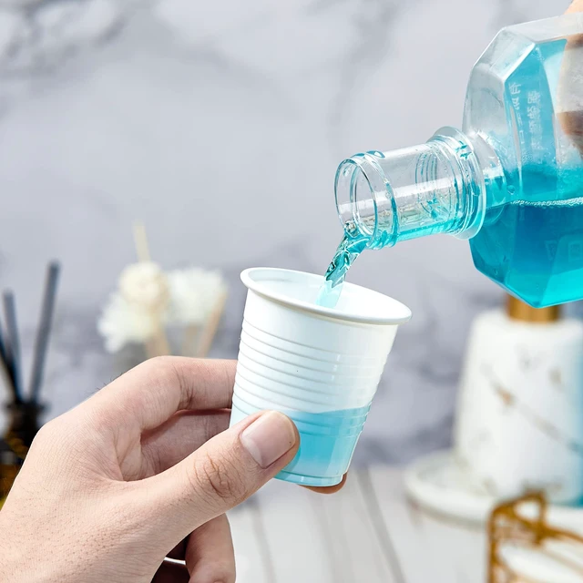 Alt view image 2 of 7 - 500 Pack 3 oz Plastic Bathroom Cups, White Disposable Plastic Cup | 3 oz white plastic cups, no sogginess plastic bathroom cups, use as mouthwash cups, tasting cups, dental rinse cups