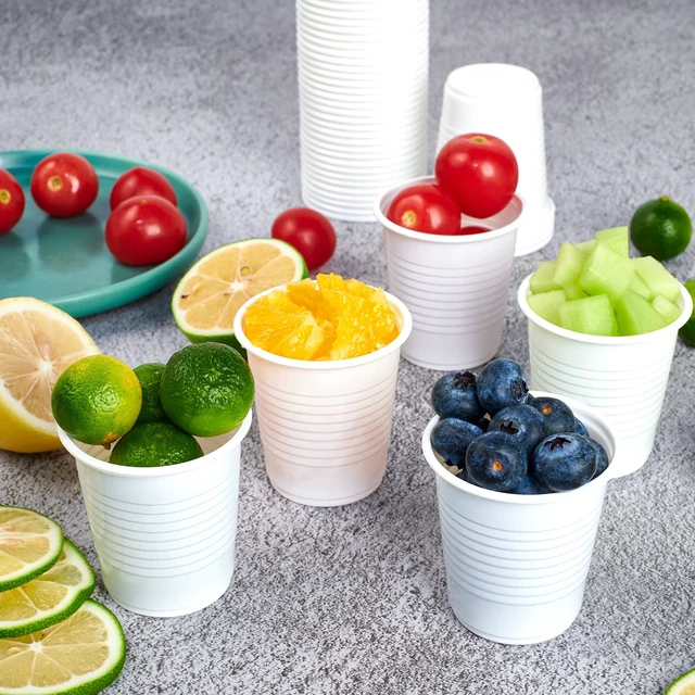 Alt view image 3 of 7 - 500 Pack 3 oz Plastic Bathroom Cups, White Disposable Plastic Cup | 3 oz white plastic cups, no sogginess plastic bathroom cups, use as mouthwash cups, tasting cups, dental rinse cups