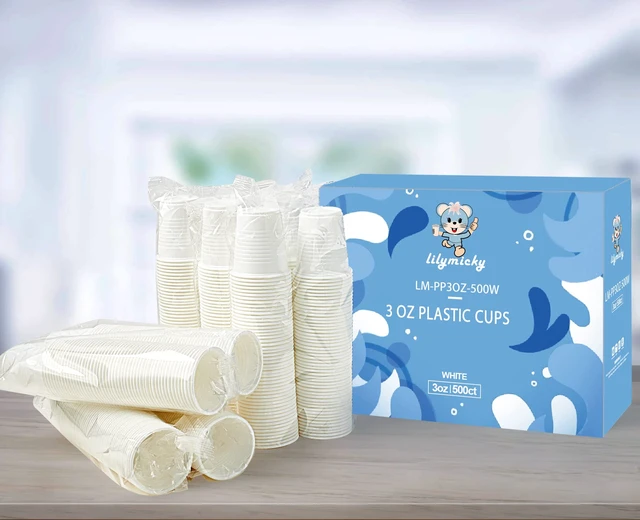Alt view image 7 of 7 - 500 Pack 3 oz Plastic Bathroom Cups, White Disposable Plastic Cup | 3 oz white plastic cups, no sogginess plastic bathroom cups, use as mouthwash cups, tasting cups, dental rinse cups