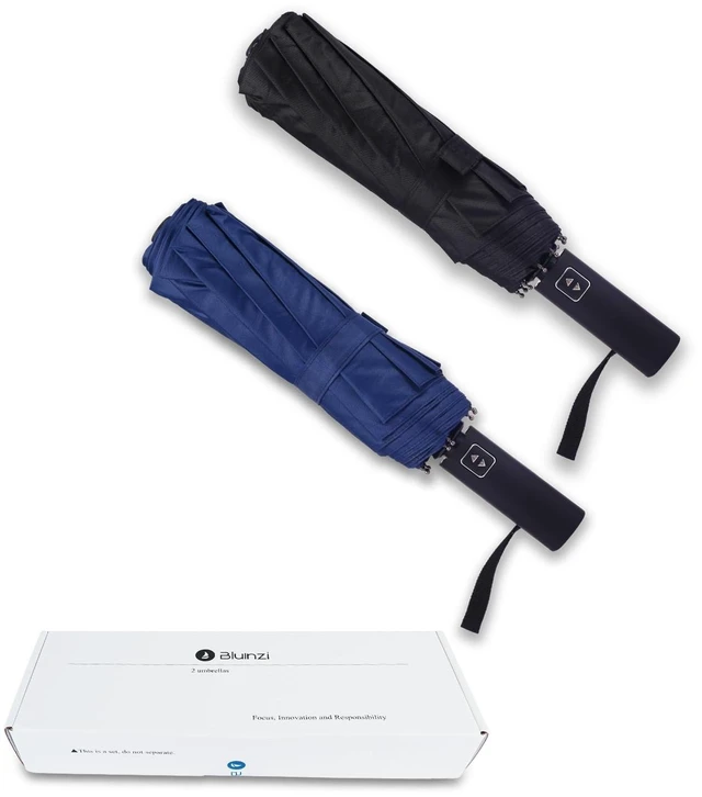 Main image of 2 Pack 46 Inch Umbrellas, Double 10-rib, for Rain, Compact Travel | Better Value: 2 Pack 46 Inch Umbrellas with Double 10-rib, Travel Size, Simple and Durable, Small Portable Auto Windproof