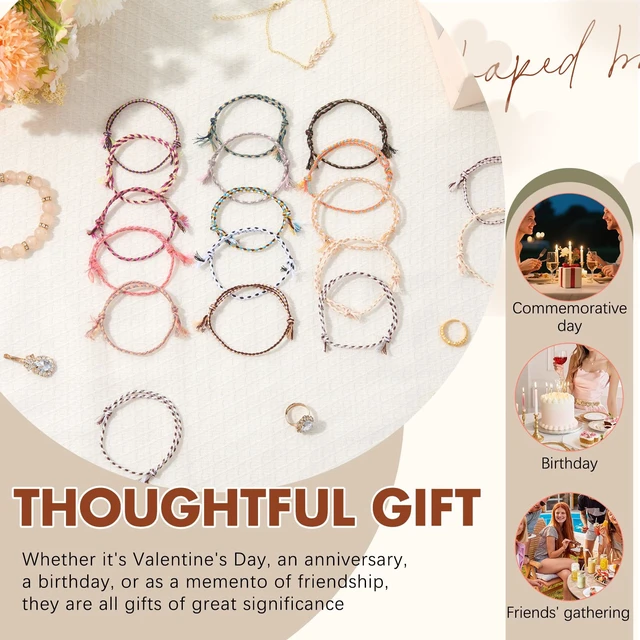 Alt view image 5 of 6 - 100 Pcs Friendship Braided Bracelets Bulk, Boho | 100 Pcs Handmade Woven Wrist for Party Favor, Birthday Gift, Summer Camp, Colorful Adjustable String for Wowen, Boho