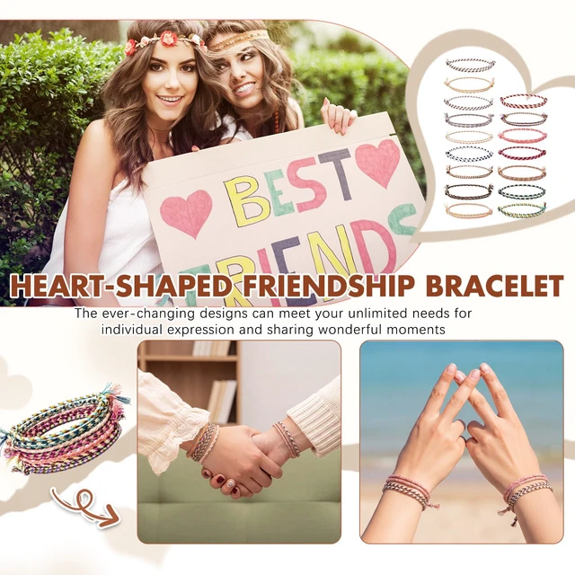 Alt view image 4 of 6 - 100 Pcs Friendship Braided Bracelets Bulk, Boho | 100 Pcs Handmade Woven Wrist for Party Favor, Birthday Gift, Summer Camp, Colorful Adjustable String for Wowen, Boho