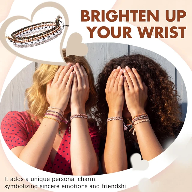 Alt view image 6 of 6 - 100 Pcs Friendship Braided Bracelets Bulk, Boho | 100 Pcs Handmade Woven Wrist for Party Favor, Birthday Gift, Summer Camp, Colorful Adjustable String for Wowen, Boho