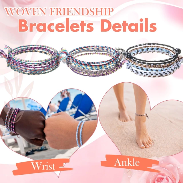 Alt view image 3 of 6 - 100 Pcs Friendship Braided Bracelets Bulk, Cool | 100 Pcs Handmade Woven Wrist for Party Favor, Birthday Gift, Summer Camp, Colorful Adjustable String for Wowen, Cool