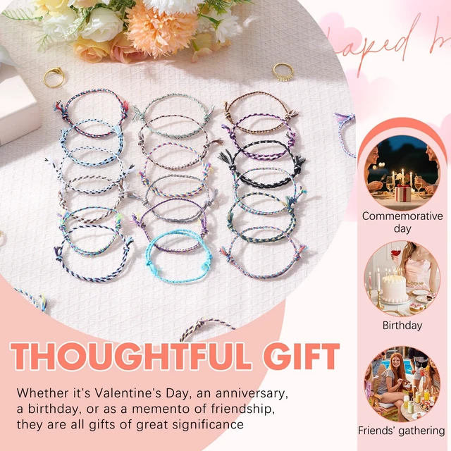 Alt view image 4 of 6 - 100 Pcs Friendship Braided Bracelets Bulk, Cool | 100 Pcs Handmade Woven Wrist for Party Favor, Birthday Gift, Summer Camp, Colorful Adjustable String for Wowen, Cool
