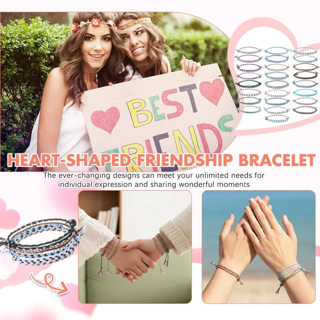 Alt view image 6 of 6 - 100 Pcs Friendship Braided Bracelets Bulk, Cool | 100 Pcs Handmade Woven Wrist for Party Favor, Birthday Gift, Summer Camp, Colorful Adjustable String for Wowen, Cool