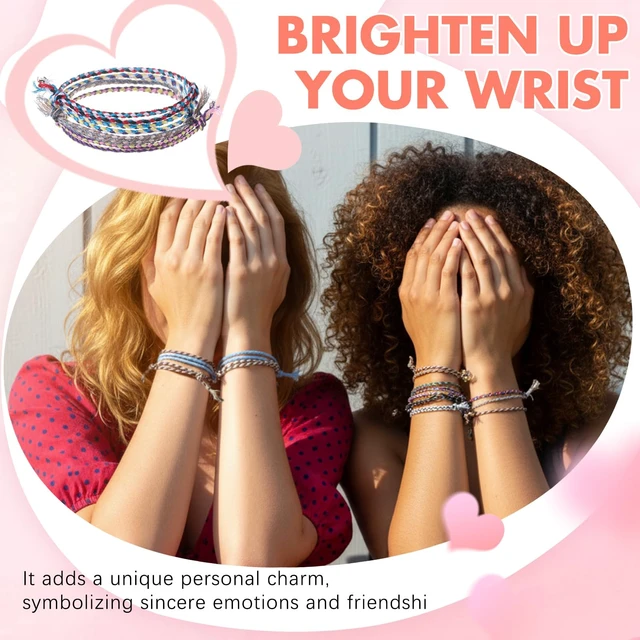 Alt view image 5 of 6 - 100 Pcs Friendship Braided Bracelets Bulk, Cool | 100 Pcs Handmade Woven Wrist for Party Favor, Birthday Gift, Summer Camp, Colorful Adjustable String for Wowen, Cool