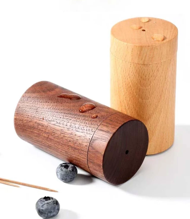 Alt view image 3 of 5 - Toothpick Dispenser, Whole Wood Hollowed Out Toothpick Holder Home Kitchen Restaurant Christmas Thanksgiving Birthday Gift for Friend Family Decoration Toothpicks 180 Pcs (type3)