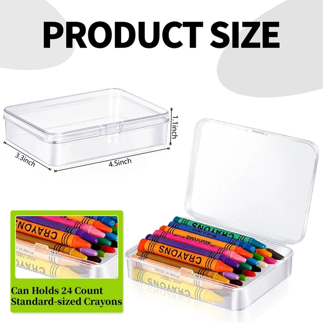 Alt view image 2 of 7 - 25 Pcs Plastic Crayon Box, Mini Plastic Storage Containers with Lid 4.5x3.4 Inches Clear Rectangle Box Small Storage Boxes for Crafts Jewelry Beads, Office Supplies (Clear)