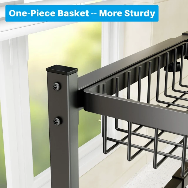 Alt view image 3 of 7 - 4 Baskets 2-Tier Over The Sink Dish Drying Rack, 26.57"-35" | Large Dish Drying Rack for Kitchen, Extensible and Adjustable, Saving Kitchen Space