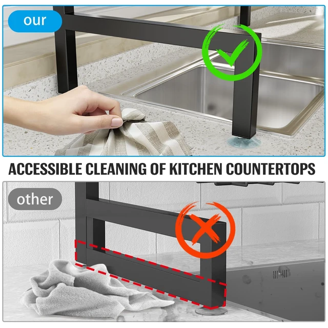 Alt view image 4 of 7 - 4 Baskets 2-Tier Over The Sink Dish Drying Rack, 26.57"-35" | Large Dish Drying Rack for Kitchen, Extensible and Adjustable, Saving Kitchen Space