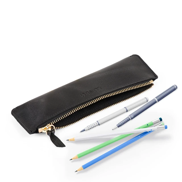Alt view image 2 of 5 - Genuine Leather Pen Case with Zipper Closure, Pencil Pouch Stationery Bag