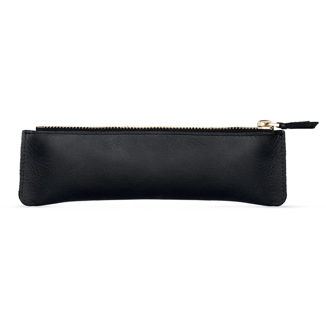 Alt view image 5 of 5 - Genuine Leather Pen Case with Zipper Closure, Pencil Pouch Stationery Bag