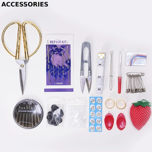 Alt view image 5 of 7 - Wooden Sewing Kit Box, Wooden Sewing Box with Sew Kit Accessories | Sewing Repair Kit Sewing Basket, Basic Sewing Kit for Adults, Beginner Universal Home Sewing Repair Tool Kit Sewing Set