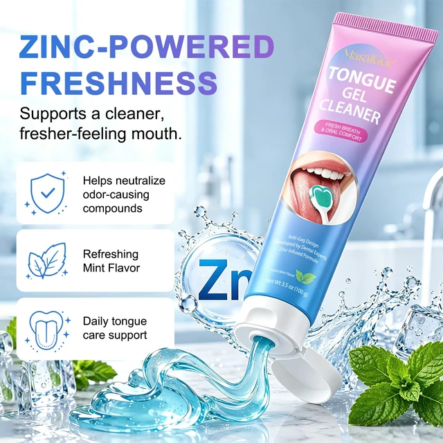 Alt view image 4 of 7 - Tongue Cleaner Gel with Tongue Brush,Tongue Cleaner for Bad Breath Removal,Oral Care Kit for Men & Wowen, Tongue Cleaning Kit for Fresh Breath, Remove Tongue Coating, Fresh Mint Flavor-2 Pack