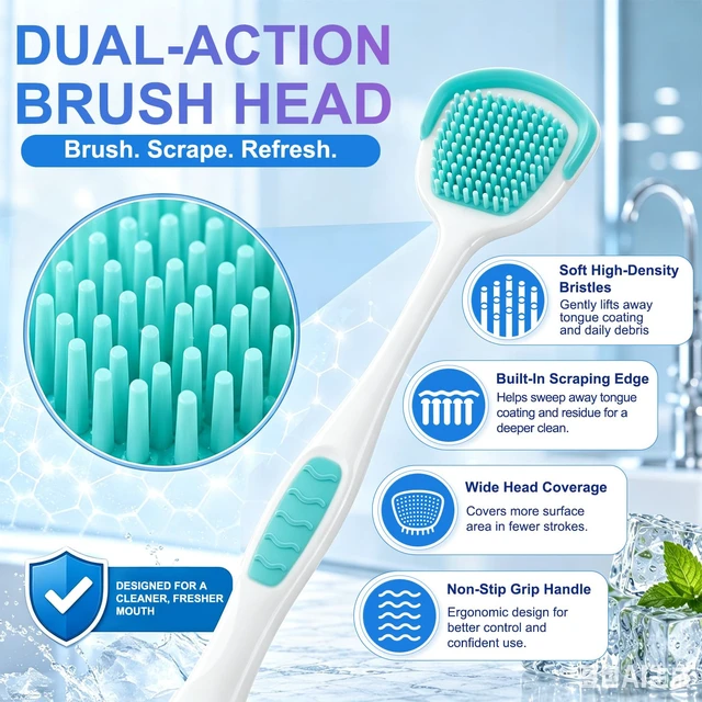 Alt view image 5 of 7 - Tongue Cleaner Gel with Tongue Brush,Tongue Cleaner for Bad Breath Removal,Oral Care Kit for Men & Wowen, Tongue Cleaning Kit for Fresh Breath, Remove Tongue Coating, Fresh Mint Flavor-2 Pack