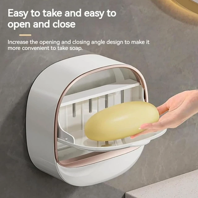 Alt view image 4 of 7 - Soap Holder Dish Shower, Bar Soap Holder with Drainage, Self Draining Soap Holder, Wall Mounted Soap Box Tray Container for Bathroom, Bathtub Kitchen Sink (2PCS Light Green)