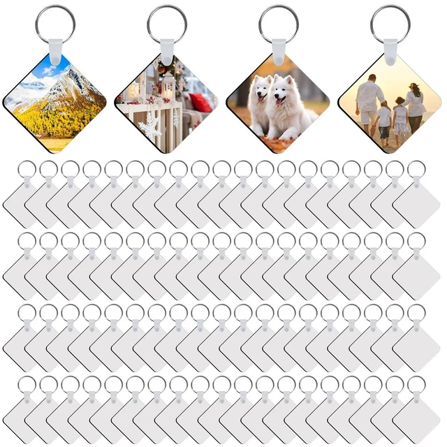 Main image of 240Pcs Sublimation Keychain Blanks Square Bulk Products Double Sides 80 MDF Sublimation Keychains Blank with 160 Rings and Clips Heat Transfer Sublimation Key Chain for DIY Craft