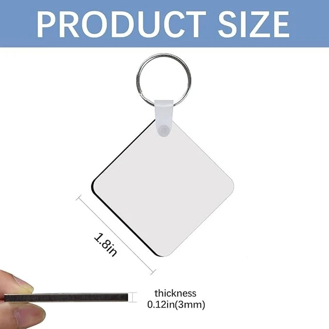 Alt view image 2 of 6 - 240Pcs Sublimation Keychain Blanks Square Bulk Products Double Sides 80 MDF Sublimation Keychains Blank with 160 Rings and Clips Heat Transfer Sublimation Key Chain for DIY Craft