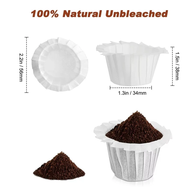 Alt view image 2 of 7 - Disposable Paper Coffee Filters, Keurig K Cup Paper Filters for Keurig Single Brewer Reusable Cups, K-cup Coffee Pods, Fits All Brands Reusable K Cups (500)