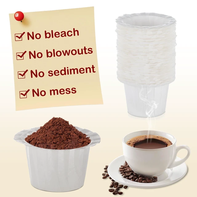 Alt view image 3 of 7 - Disposable Paper Coffee Filters, Keurig K Cup Paper Filters for Keurig Single Brewer Reusable Cups, K-cup Coffee Pods, Fits All Brands Reusable K Cups (500)