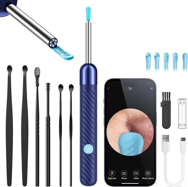 Main image of Ear Wax Removal Kit with Camera, Otoscope with 7 Ear Spoon | 1080P HD ear cleaner, 6 LED lights, 7 ear spoons, 6 ear tips, works with iOS and Android
