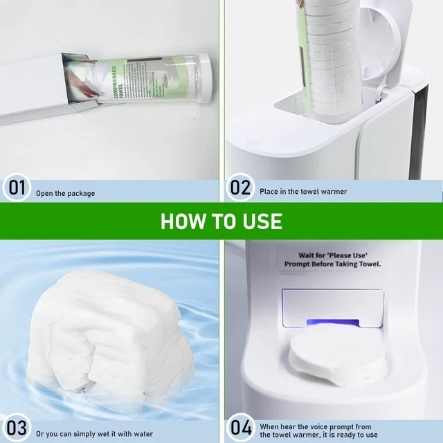Alt view image 6 of 7 - Towel Refills for Hot Face Towel Heater Machine, 60 Pcs Disposable Compressed Face Towels for Smart Towel Warmer, 3 Buckets, 20 Pcs Per Bucket