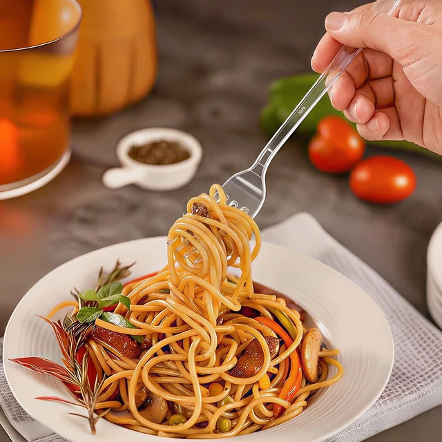 Alt view image 4 of 7 - 360 Count Extra Heavy Duty Plastic Silverware Disposable Plasticware | BPA-Free, Heat Resistant, Disposable Clear Utensils Set, Plastic Cutlery Set Bulk for Parties, Events and Everyday Use