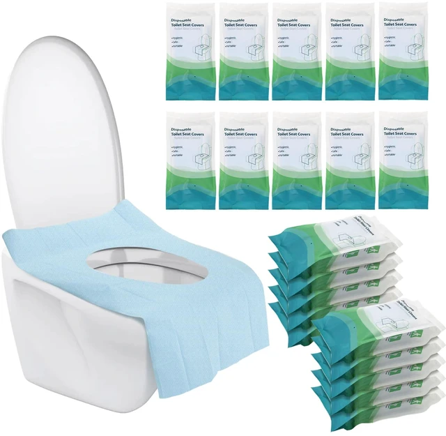 Main image of 100 Pack Toilet Seat Covers Disposable, Individually Wrapped Travel Toilet Cover, Extra Large Potty Seat Liners Portable, Waterproof Potty Training Shield for Public Restroom, Trip, Outdoors