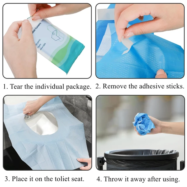 Alt view image 5 of 7 - 100 Pack Toilet Seat Covers Disposable, Individually Wrapped Travel Toilet Cover, Extra Large Potty Seat Liners Portable, Waterproof Potty Training Shield for Public Restroom, Trip, Outdoors