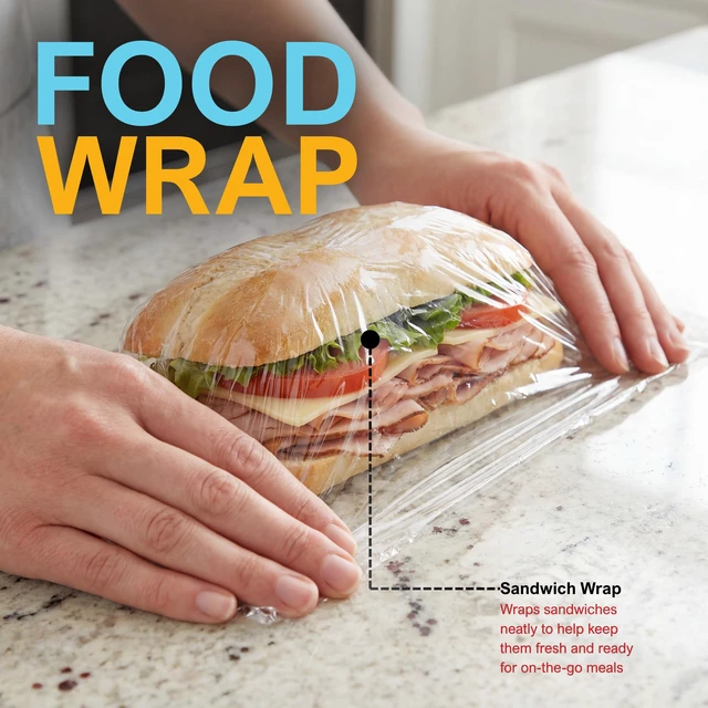 Alt view image 4 of 7 - 12 in x 2000 ft PVC Cling Wrap,Heavy Duty,Slide Cutter,Clear,Food Safe