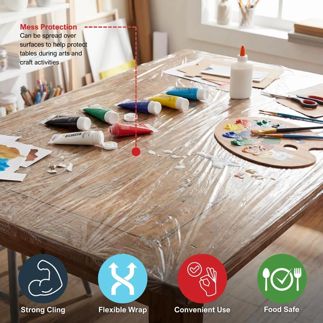 Alt view image 5 of 7 - 12 in x 2000 ft PVC Cling Wrap,Heavy Duty,Slide Cutter,Clear,Food Safe