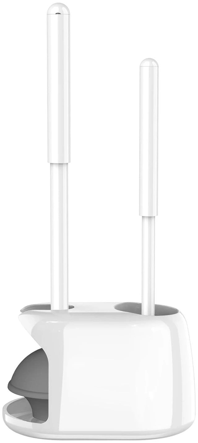 Main image of Toilet Brush and Plunger Set, Semi-Hidden Toilet Plungers, White | Heavy Duty Toilet Bowl Brush and Holder for Bathroom Toilet Plunger and Brush Set for Deeply Cleaning