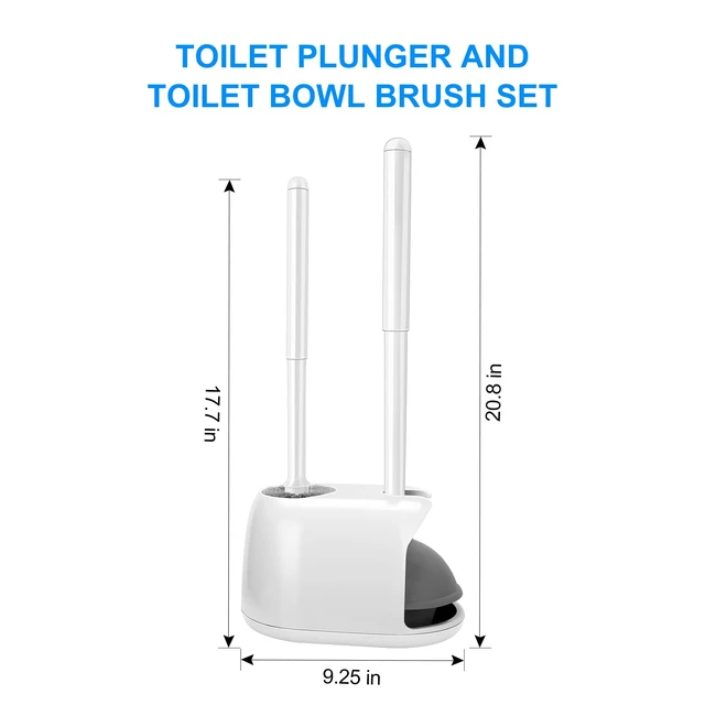 Alt view image 2 of 7 - Toilet Brush and Plunger Set, Semi-Hidden Toilet Plungers, White | Heavy Duty Toilet Bowl Brush and Holder for Bathroom Toilet Plunger and Brush Set for Deeply Cleaning