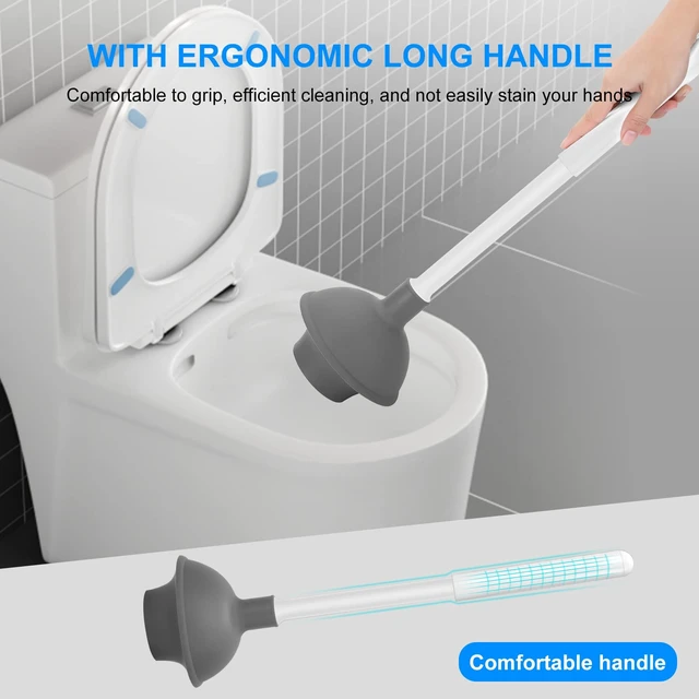 Alt view image 6 of 7 - Toilet Brush and Plunger Set, Semi-Hidden Toilet Plungers, White | Heavy Duty Toilet Bowl Brush and Holder for Bathroom Toilet Plunger and Brush Set for Deeply Cleaning