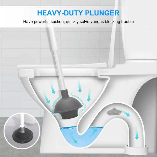 Alt view image 4 of 7 - Toilet Brush and Plunger Set, Semi-Hidden Toilet Plungers, White | Heavy Duty Toilet Bowl Brush and Holder for Bathroom Toilet Plunger and Brush Set for Deeply Cleaning