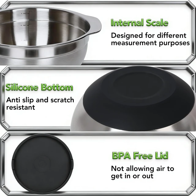 Alt view image 7 of 7 - 304 Stainless Steel Colander, 2.5 QT Capacity and 2.5 QT Mixing Bowl, Micropore Strainer for Washing Rice, Fruit, and Veggies, Perfect Draining for Cooked Pasta
