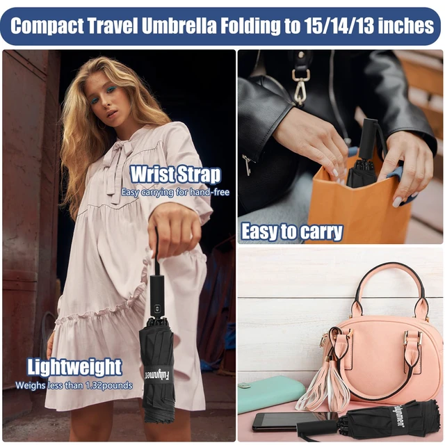 Alt view image 5 of 7 - 42/46/54/62 Inch Large Golf Umbrellas for Rain Compact Travel Inverted Windproof Double Canopy 10 Ribs Automatic Open/Close (Black, 62 Inches)