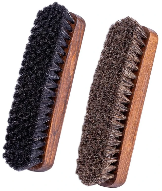Main image of Premium Horsehair Shoe Brush, Leather Shine & Buff (2 Pack) | Horsehair Bristles Clean, Lift Dirt, Buff Leather & Deliver Smooth, HighGloss Shine & Professional Finish (Made in Germany)