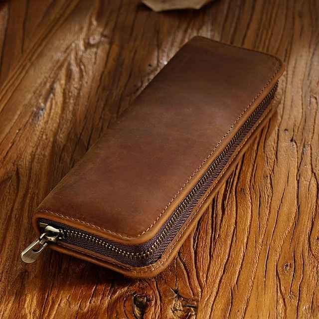 Alt view image 3 of 7 - Leather Pencil Case Organizer 10 Slots, Portable Pouch for Fountain Pen | 10-Slot Large Capacity, Fits All Types of Pens, Durable Zipper, Slim Portable Design(brown)