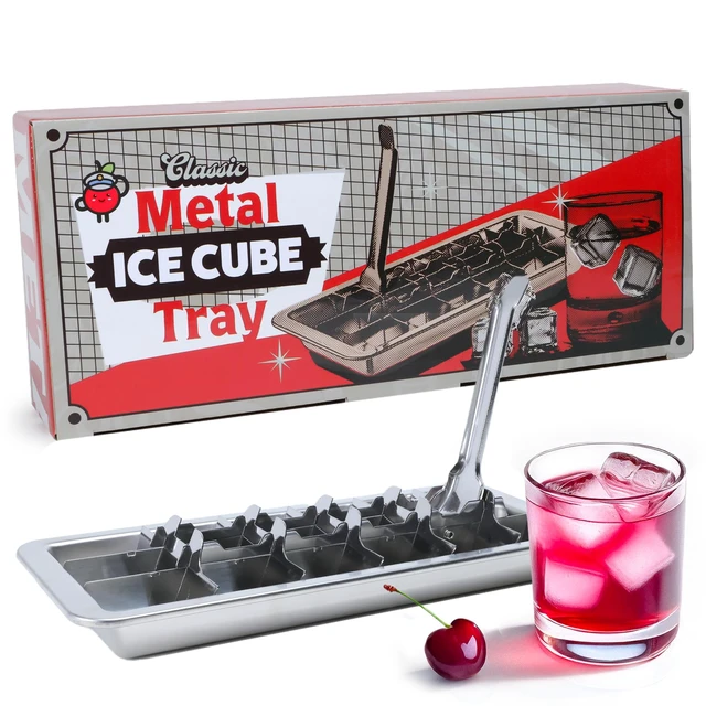 Alt view image 7 of 7 - Metal Stainless Steel Ice Cube Trays with Lever, 18 cubes | Vintage Retro Design, 11 Inch, Non Toxic, BPA Free, Plastic Free, No Aluminum, Dishwasher Safe, Cocktails and Whiskey
